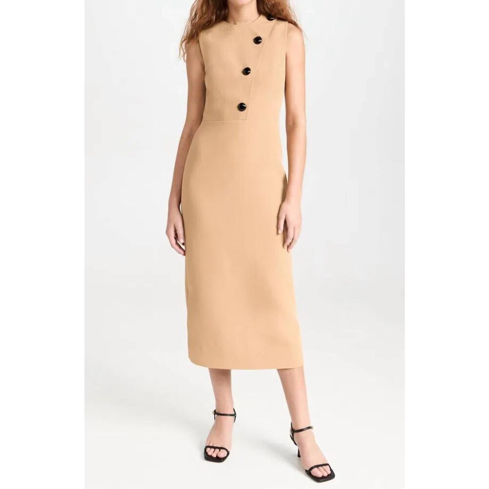 ALEXIS Lena Camel Midi Dress Women’s Retro Classic Neutral Chic Size Large